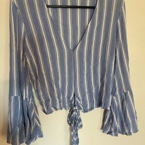 American Eagle Outfitters Blue and White Striped Blouse